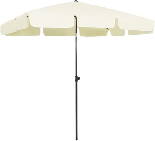 Adjustable Beach Parasol with Durable Polyester Canopy in Sand Yellow