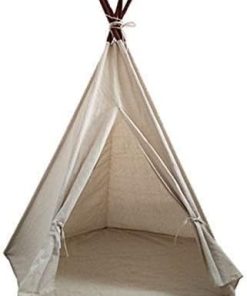 Laylala Portable Cotton Linen Outdoor Play Tent with Drawstring Bag 2