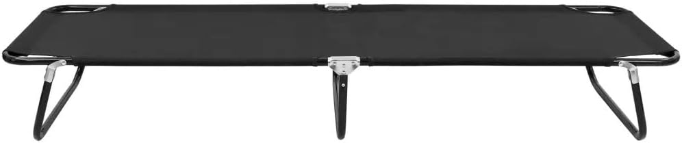 Black Steel Folding Sun Lounger Comfortable Outdoor Chair 1Ps 2 Black Steel Folding Sun Lounger Comfortable Outdoor Chair 1Ps - Image 2