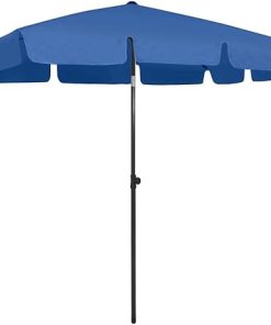 Optimal Sun Protection with Lightweight Beach Parasol, Adjustable Tilt Function, Durable Polyester Canopy, Azure Blue