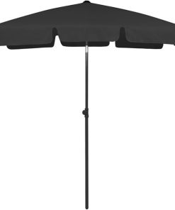 Durable Black Beach Parasol with Adjustable Tilt for Sun Protection