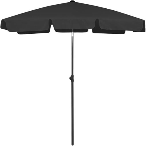 Durable Black Beach Parasol with Adjustable Tilt for Sun Protection