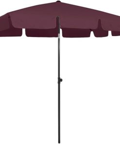 Adjustable Red Beach Parasol with Sturdy Polyester Canopy 78.7″