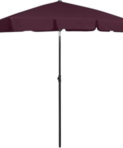 Adjustable Weather Resistant Beach Parasol with Polyester Canopy Red 2