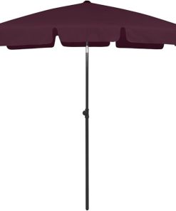 Red Beach Parasol with Adjustable Height and Tilt Function 70.9 x 47.2