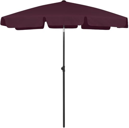 Red Beach Parasol with Adjustable Height and Tilt Function 70.9 x 47.2