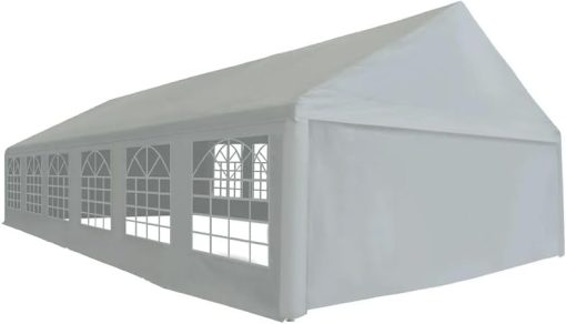 Party Tent Pe 19.7'X39.4' Gray Fabric + Powder-Coated Steel 6.6'-Eave Height 275270