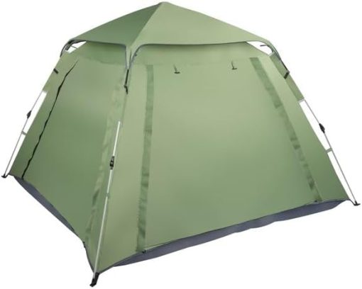 Spacious Family Camping Tent for Four with Quick Setup in Green