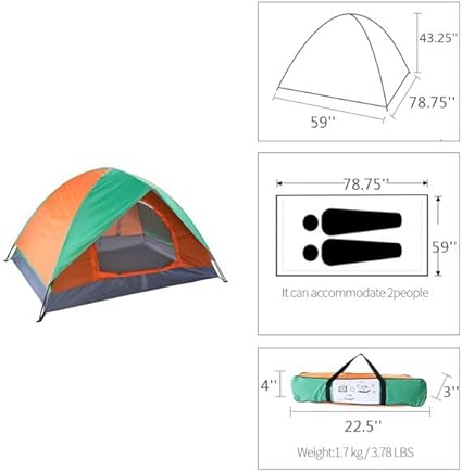 Lightweight 2-Person Double Door Waterproof Camping Dome Tent 2 Lightweight 2-Person Double Door Waterproof Camping Dome Tent - Image 2