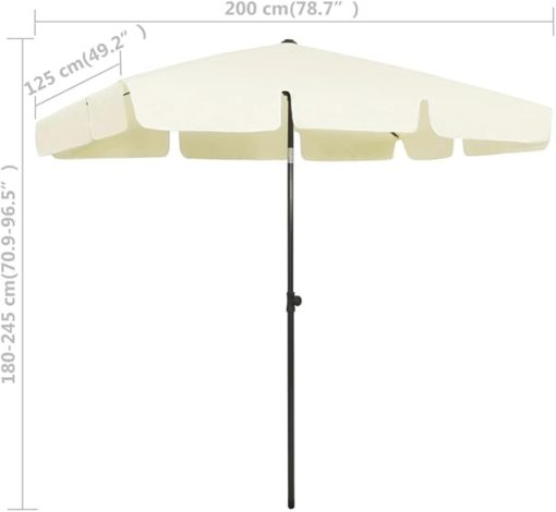 Adjustable Beach Parasol with Durable Polyester Canopy in Sand Yellow - Image 2