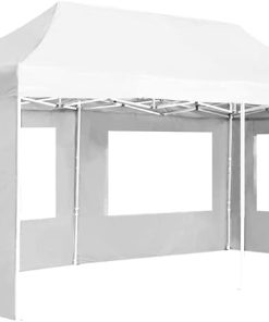 Elegant Folding Party Tent for Outdoor Gatherings, Sunshade Shelter, Easy to Install and Transport, White, 19.7’x9.8′ 2