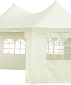 Octagonal Gazebo Canopy Tent with Sidewalls Cream 19.7 Feet Depth