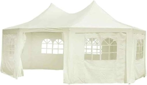 Octagonal Gazebo Canopy Tent with Sidewalls Cream 19.7 Feet Depth