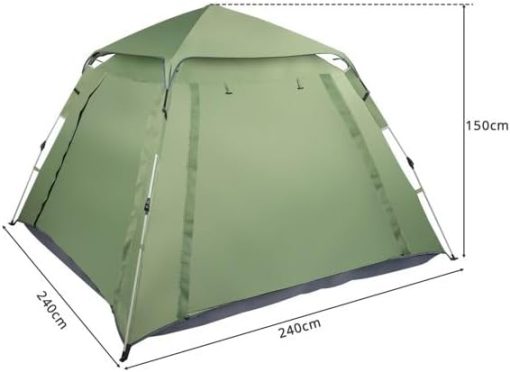 Spacious Family Camping Tent for Four with Quick Setup in Green - Image 2