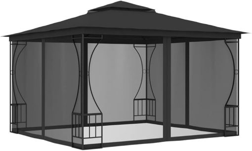 Durable Steel Frame Outdoor Gazebo with Nets for Parties and Camping
