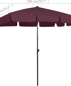 Adjustable Red Beach Parasol with Sturdy Polyester Canopy 78.7″ 2