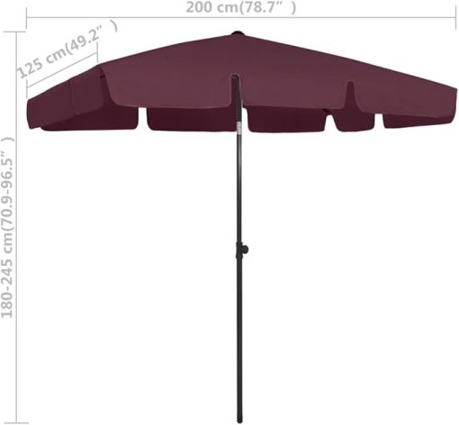 Adjustable Red Beach Parasol with Sturdy Polyester Canopy 78.7" - Image 2