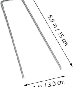 Mikikit 60pcs U-Shaped Metal Garden Stakes for Grass and Yard Use 2