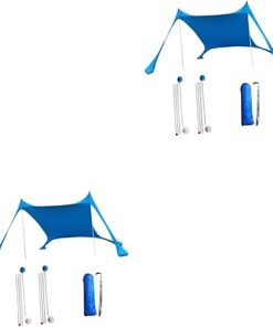 Beach Mat Sun Shade Sail Canopy for Camping Fishing Picnics Blue