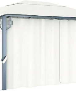 Elegant Cream Aluminum Gazebo with Curtains for Outdoor Gatherings