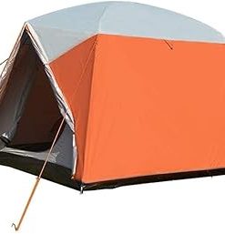 Durable Waterproof 5-6 Person Camping Tent with Carry Bag Orange