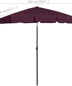 Red Beach Parasol with Adjustable Height and Tilt Function 70.9 x 47.2 2