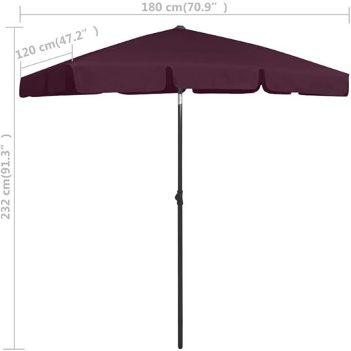 Red Beach Parasol with Adjustable Height and Tilt Function 70.9 x 47.2 - Image 2