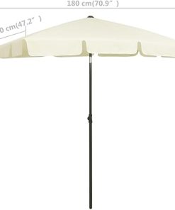 Adjustable Beach Parasol with Sturdy Polyester Canopy in Sand Yellow 2