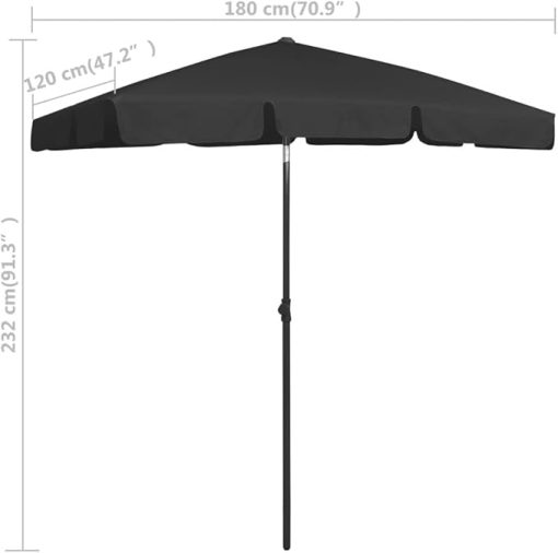 Durable Black Beach Parasol with Adjustable Tilt for Sun Protection - Image 2