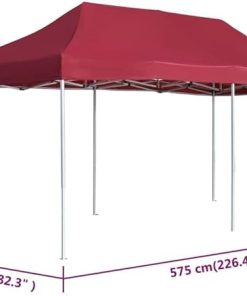 JCSD Sunshade Shelter with Professional Folding Party Tent, Easy to Transport, Heavy-Duty Aluminum Frame, Wine Red, 19.7’x9.8′ 2
