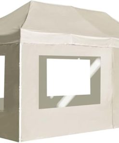 Provides Sunshade and Comfort with Professional Folding Party Tent, 19.7’x9.8′, Aluminum Frame, Cream with Walls