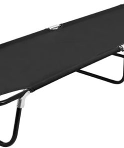 Black Steel Folding Sun Lounger Comfortable Outdoor Chair 1Ps