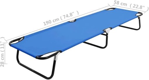 Blue Steel Folding Sun Lounger Comfortable Outdoor 1 Person - Image 2