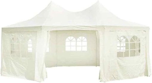Octagonal Gazebo Canopy Tent with Sidewalls Cream 19.7 Feet Depth - Image 2