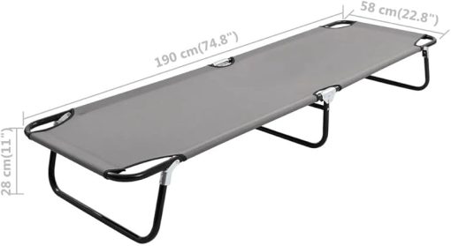 Gray Steel Folding Sun Lounger for Comfortable Relaxation 1 Person - Image 2