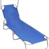 Blue Steel Folding Sun Lounger Comfortable Outdoor 1 Person 4