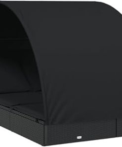Relax with 2-Person Sunbed Adjustable Roof Cushions for Poolside Use 2