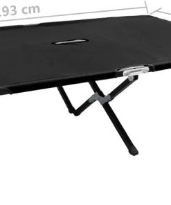 2 Person Folding Sun Lounger Black Steel Comfortable Outdoor Chair 2