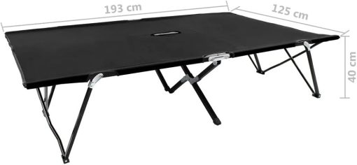 2 Person Folding Sun Lounger Black Steel Comfortable Outdoor Chair - Image 2