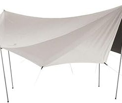 Snow Peak Takibi Tarp Octa, Fire-Resistant, 16.7′ x 14.7′ x 9′, Grey, Water Repellent, UV Protection, 6-8 Person Capacity