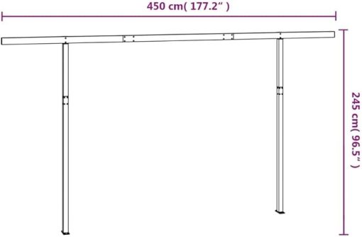 Durable Iron Awning Post Set for Outdoor Shade 177.2" x 96.5" - Image 2