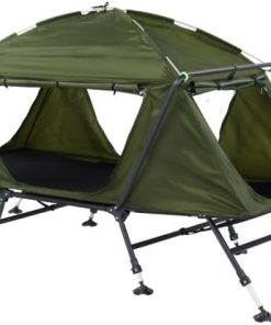 Collapsible Camping Tent with Integrated Cot, Spacious Design, Green, 84.6 * 34.5 * 49.2 inches