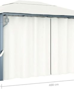 Elegant Cream Aluminum Gazebo with Curtains for Outdoor Gatherings 2