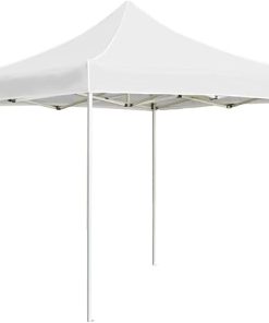 Provide Shade at Events with Folding Party Tent, Waterproof Fabric, Lightweight Aluminum Frame, 9.8’x9.8′, White