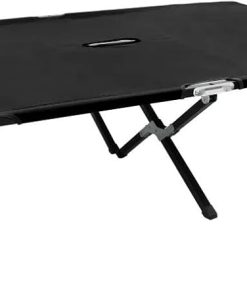 2 Person Folding Sun Lounger Black Steel Comfortable Outdoor Chair