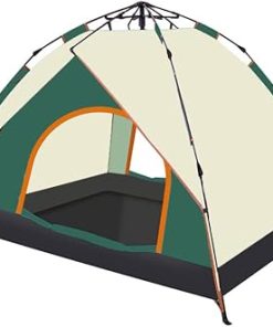 Spacious Portable Dome Camping Tent for 2-3 People in Dark Green Beige