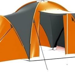 9 Person Camping Tent with 3 Compartments Easy Setup Gray Orange