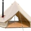 Beige Luxury 4-Season Canvas Bell Tent with Double Doors and Stove Jack