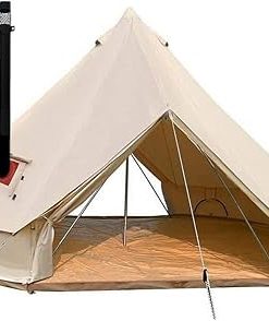 Beige Luxury 4-Season Canvas Bell Tent with Double Doors and Stove Jack