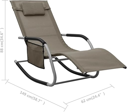 Sun Loungers 2pcs Textilene Taupe Gray 19.3 Inch Armrest Height 2 Sun Loungers 2pcs Textilene Taupe Gray 19.3 Inch Armrest Height - Image 2